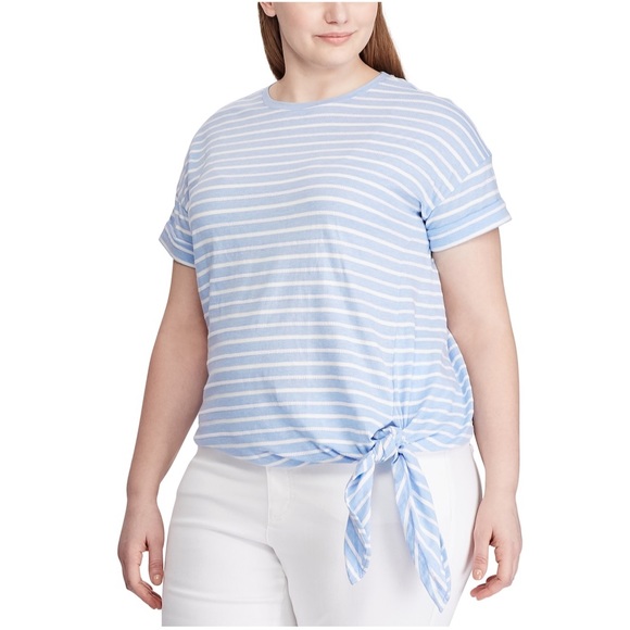 Chaps Tops - NWT Chaps short sleeve stripes side tie top